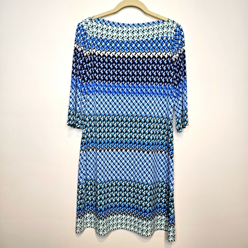 Donna Morgan Blue Dress Pullover Comfortable Relaxed Office Dressy Casual Sheath
